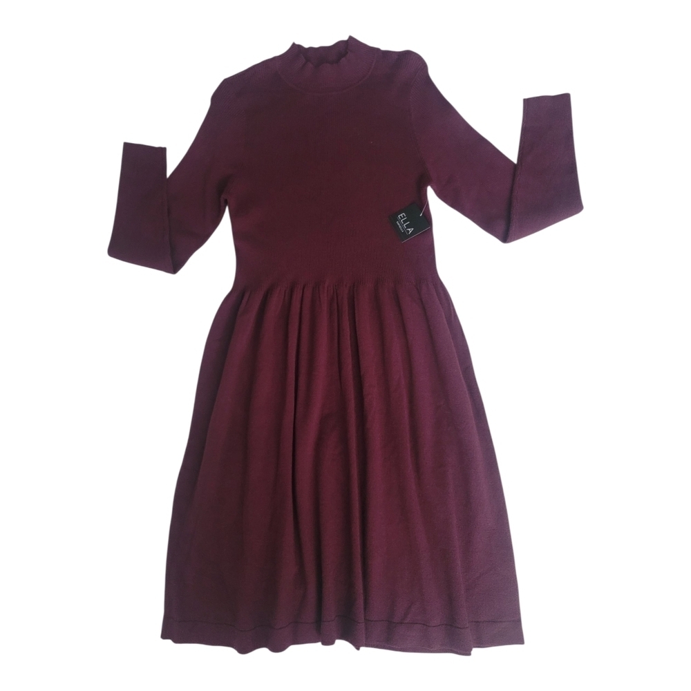Rafaella Sportswear Pleated Long Sleeve Mock Neck Dress - Picture 5 of 9